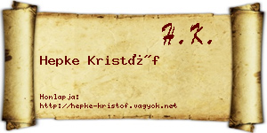 Hepke Kristóf névjegykártya